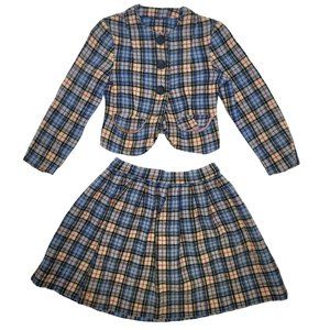 hand made plaid clueless style wool blazer and mini skirt size 2